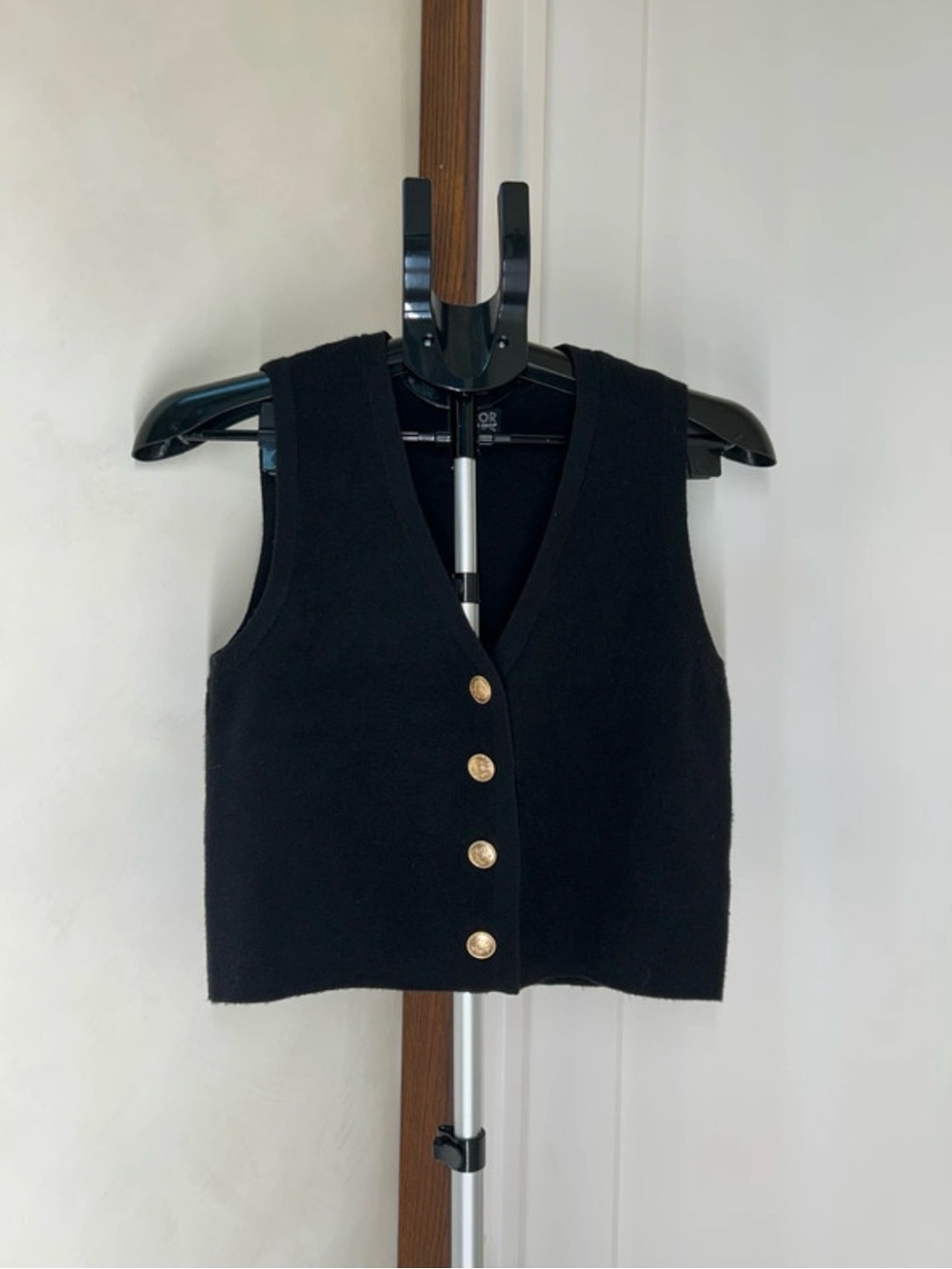 Classic Black Button-Front Knit Vest